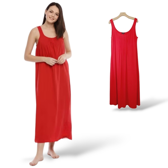 Glamour Women's Red Sleeveless Longline Maxi Slip Dress size 18W - Picture 1 of 6